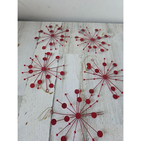 Glitter red metal ornament sparkle set star - Picture 1 of 8